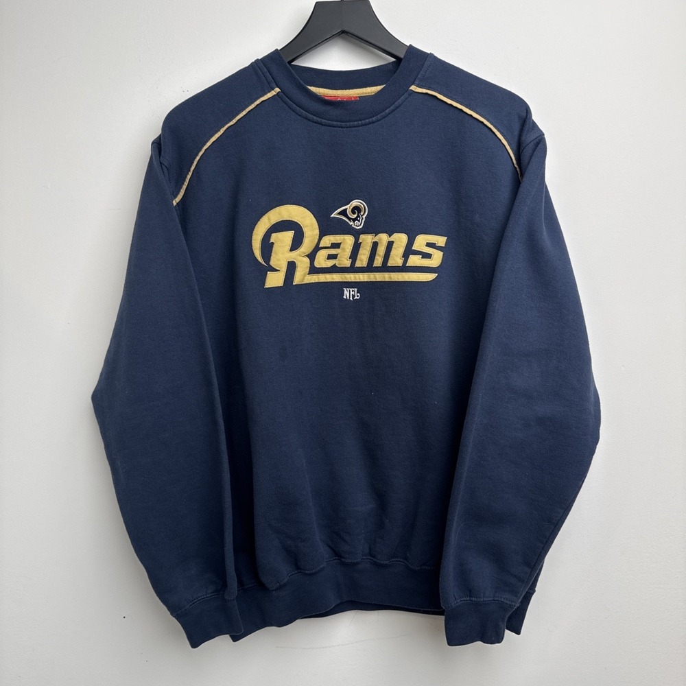 Los Angeles LA Rams Sweater M Blue NFL Crewneck Pullover Cotton Long Sleeve Mens